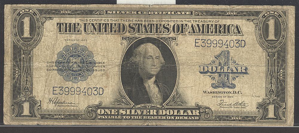 Fr.237, 1923 $1 Silver Certificate, E3999403D, VG+